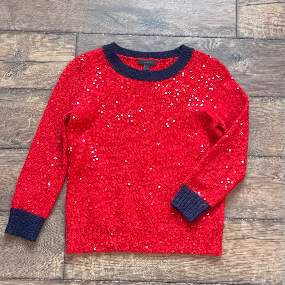 JCrew•Red Sequin Sweater